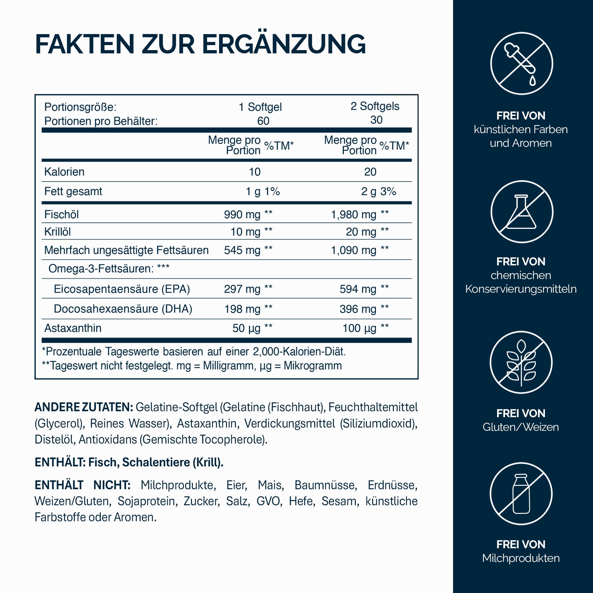 NFO Omega 3 Krill Oil – 60 Kapseln | Premium Krillöl mit Astaxanthin | Phospholipid Form mit EPA DHA | Sehr Gute Aufnahme | Norwegen Antarktis