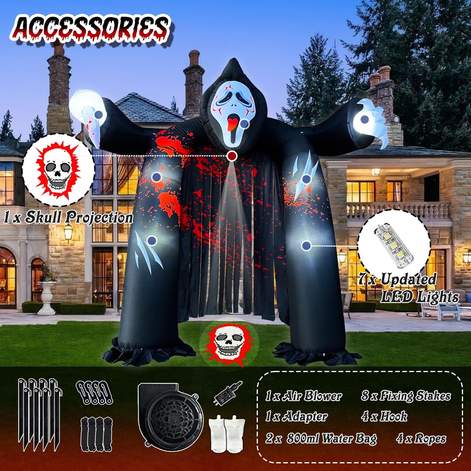 24 Aufblasbare Bodenanker, Schwarz, 22.5 Cm – Für Aufblasbare Dekorationen Im Garten, Weihnachten & Halloween
