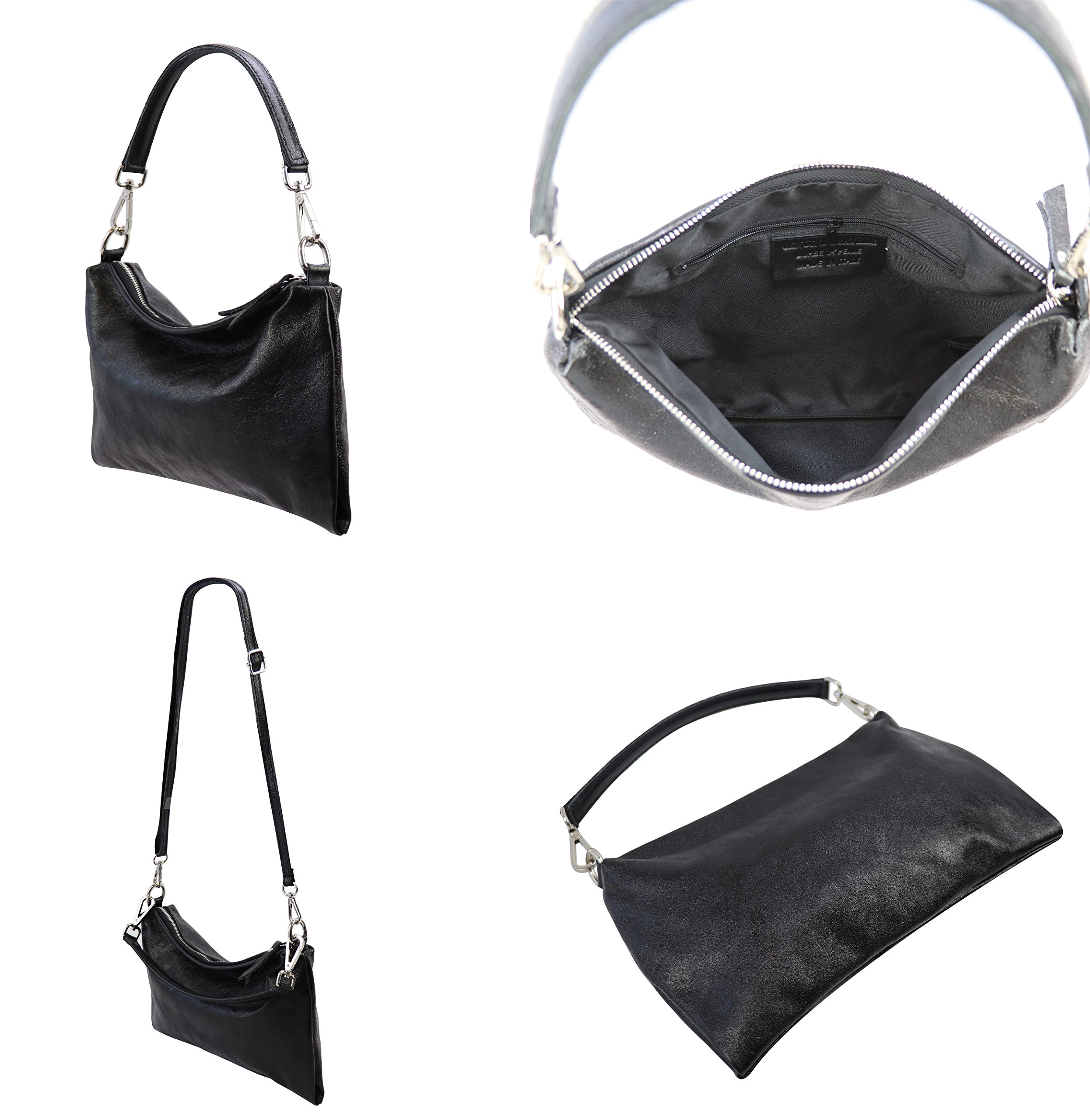 SH Leder Echtleder Umhängetasche mittelgroße schultertasche Abendtasche Clutch Crossbody Bag Messenger Handtasche mit Reißverschluss 33x20cm Lovelin G393