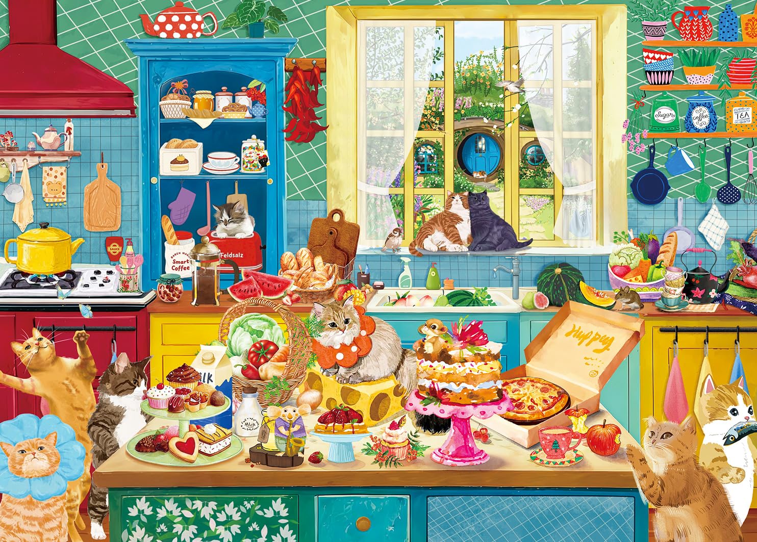 Puzzles 1000 Pieces for Adults jigsaw puzzles for adults-Cat Kitchen Fun-1000 Piece Puzzle Classic Educational Games Beautiful Decoration Puzzle โ image 1