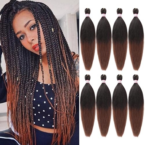 Extensiones pre-estiradas de pelo trenzado Yaki de 20 pulgadas, 8 paqueteslote de agua caliente, trenzas sintéticas suaves para trenzas de ganchillo Extensiones pre-estiradas de pelo trenzado Yaki de 20 pulgadas, 8 paqueteslote de agua caliente, trenzas sintéticas suaves para trenzas de ganchillo