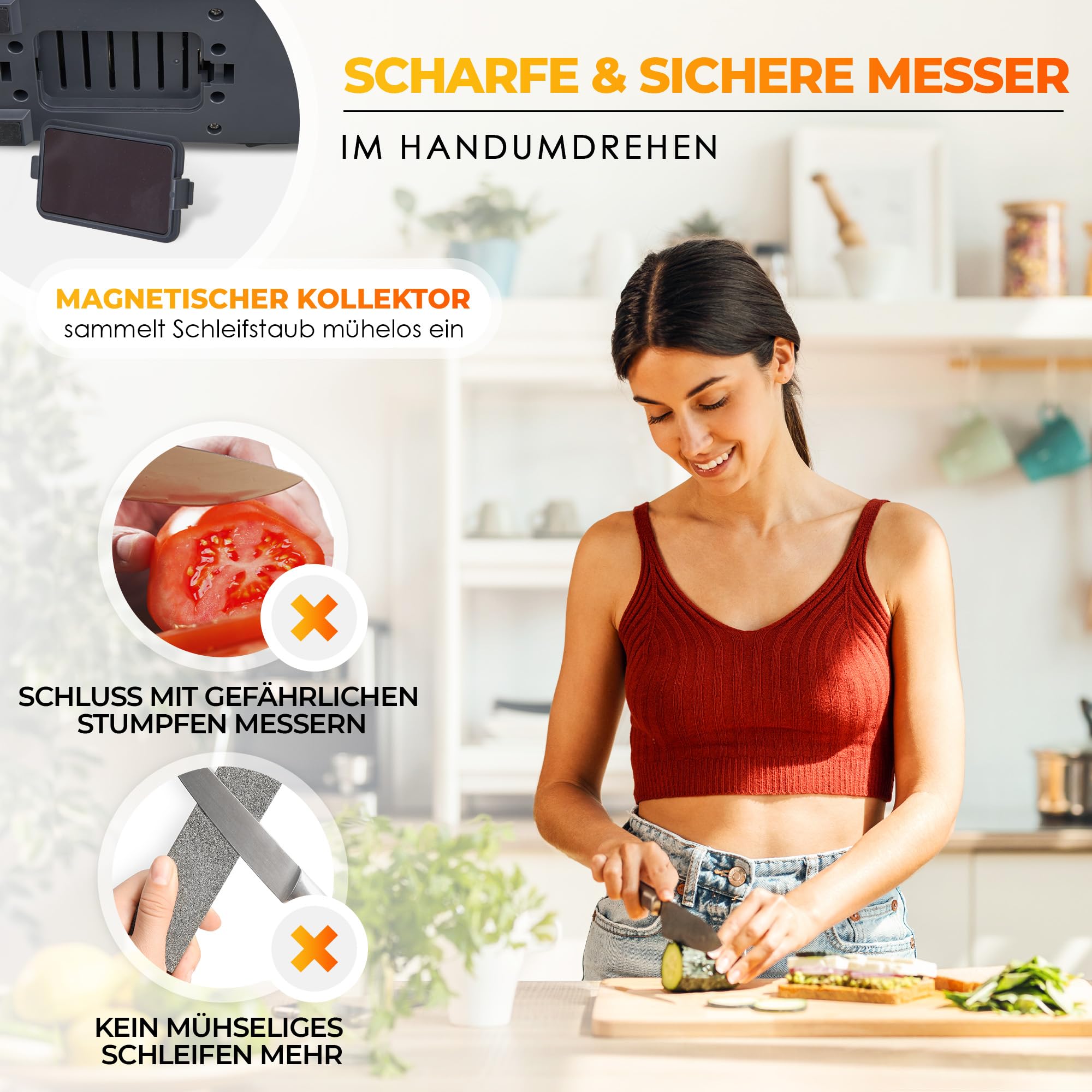 AUSTEIN Diamant Messerschärfer elektrisch TG2202 3 Phasen Messerschleifer 20 Grad magnetischer Spänekollektor