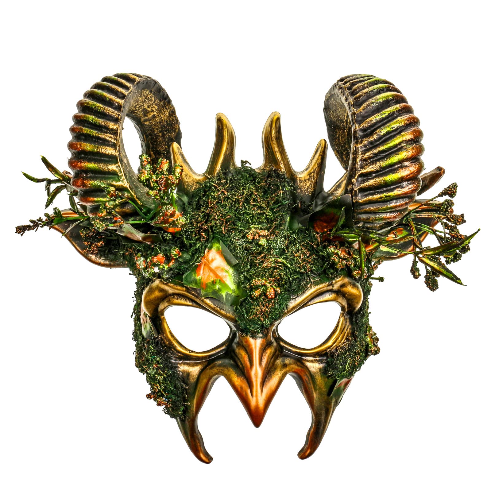 Halloween Costume Masquerade Ram Horn Animal Skull Party Mask Antique Beast Devil Monster Demon Horns Headdress