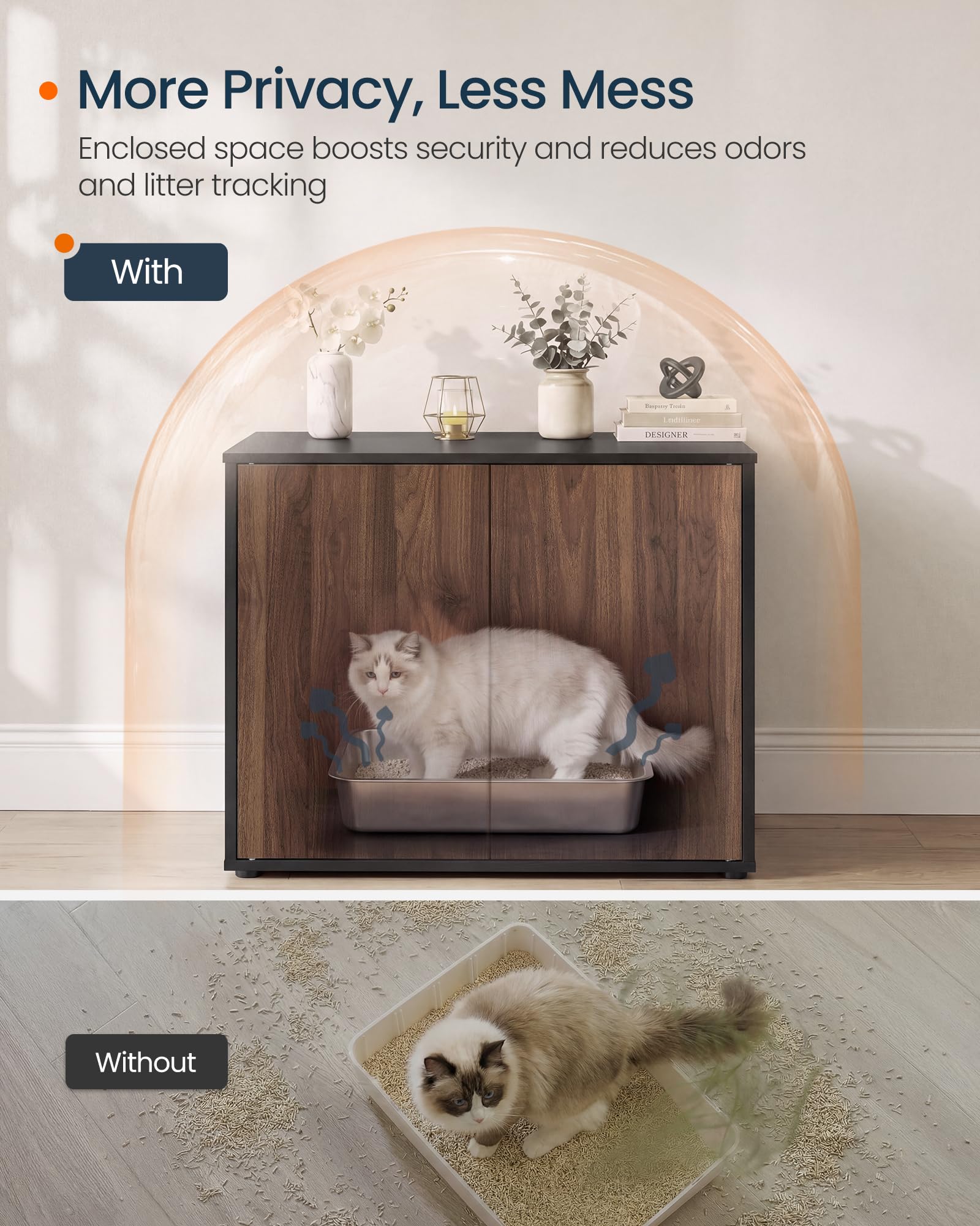 SONGMICS Cat Litter Box Enclosure - Tool-Free Assembly -4