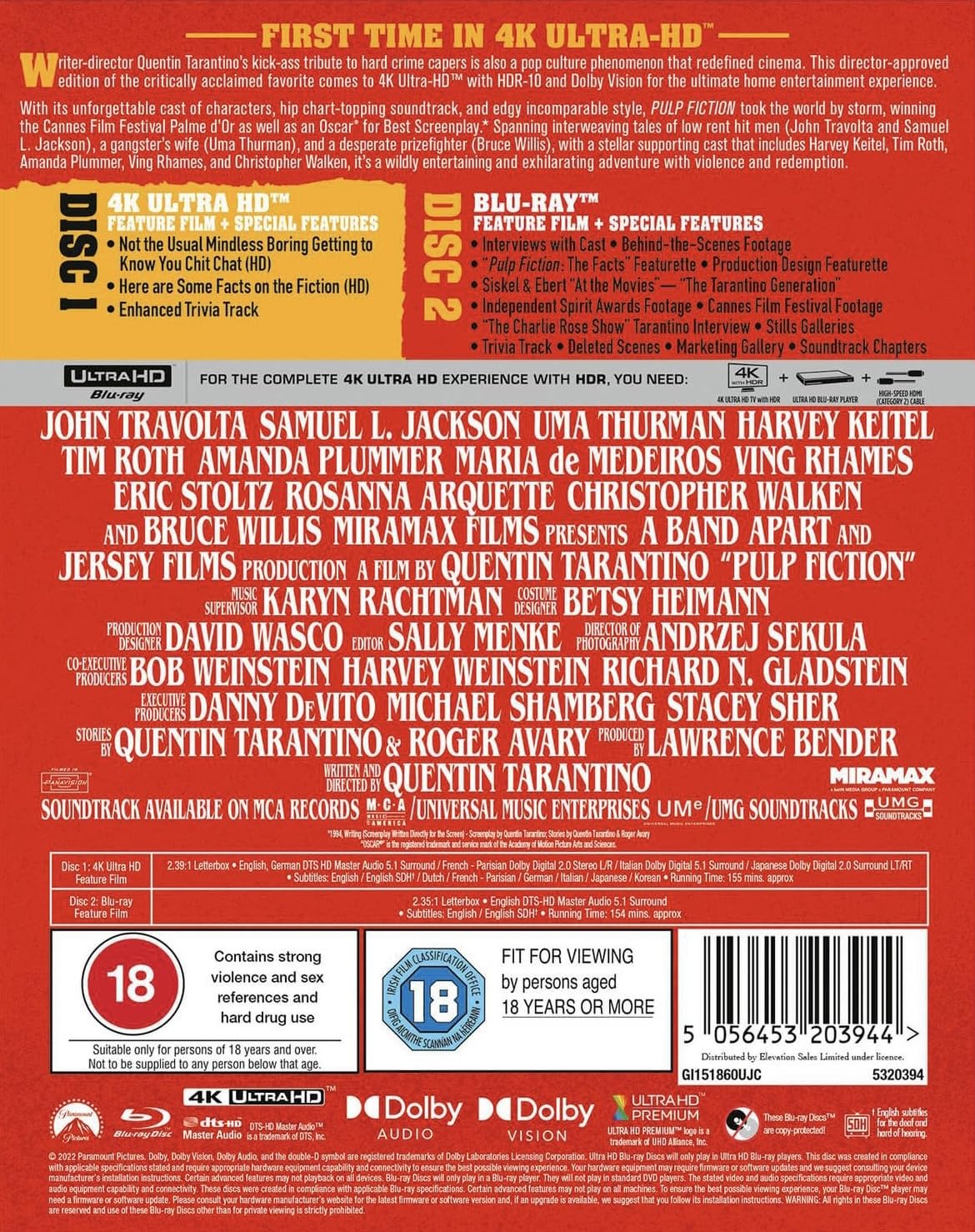 Pulp Fiction – Limited Edition, Steelbook / 1994 (Special Features) [4K UHD + Blu-ray] [Region Free]