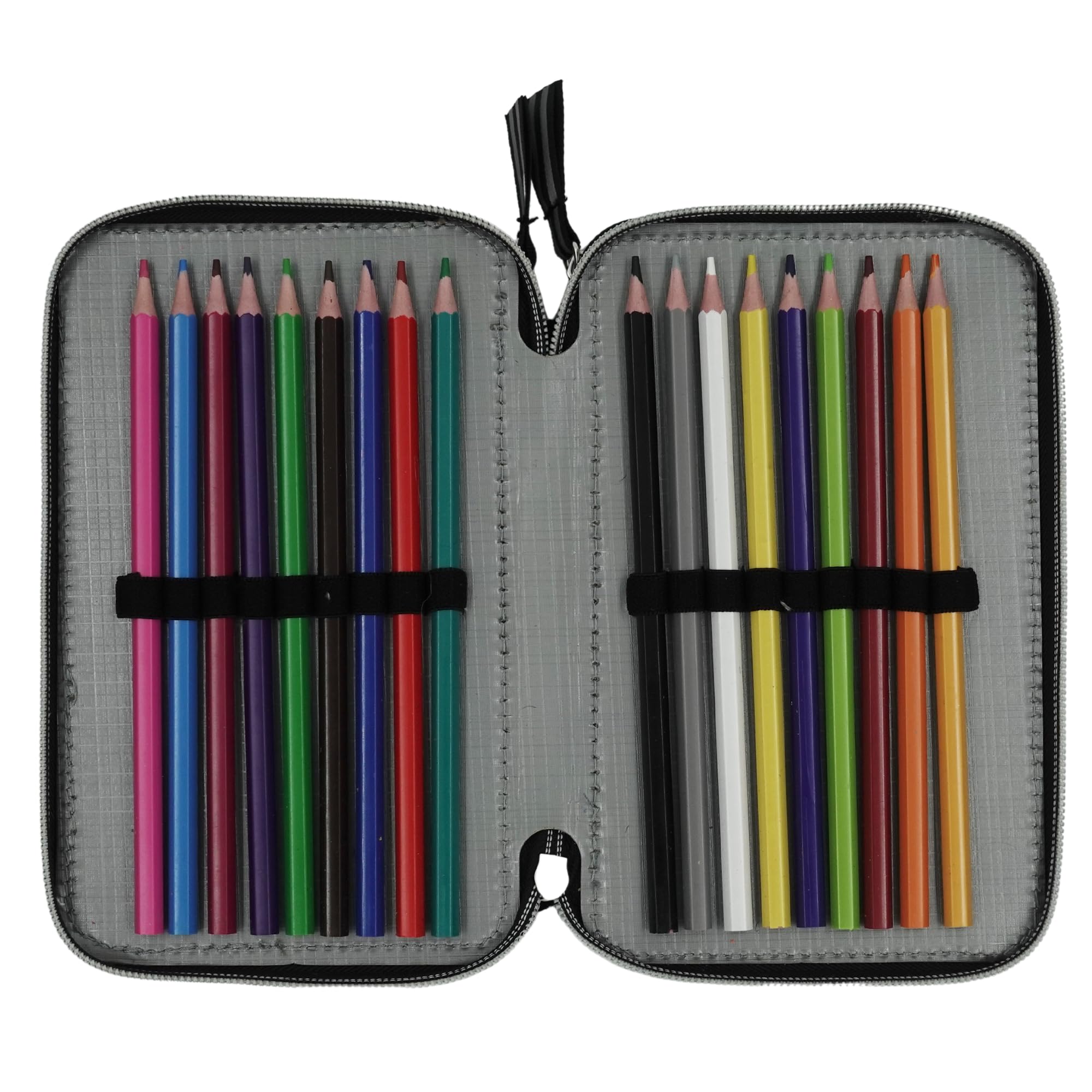 Goldkids ToneUpTone - Astuccio XXL per studenti, con 3 scomparti, 45 pezzi, con quaderno per compiti a casa, Nero , moderno