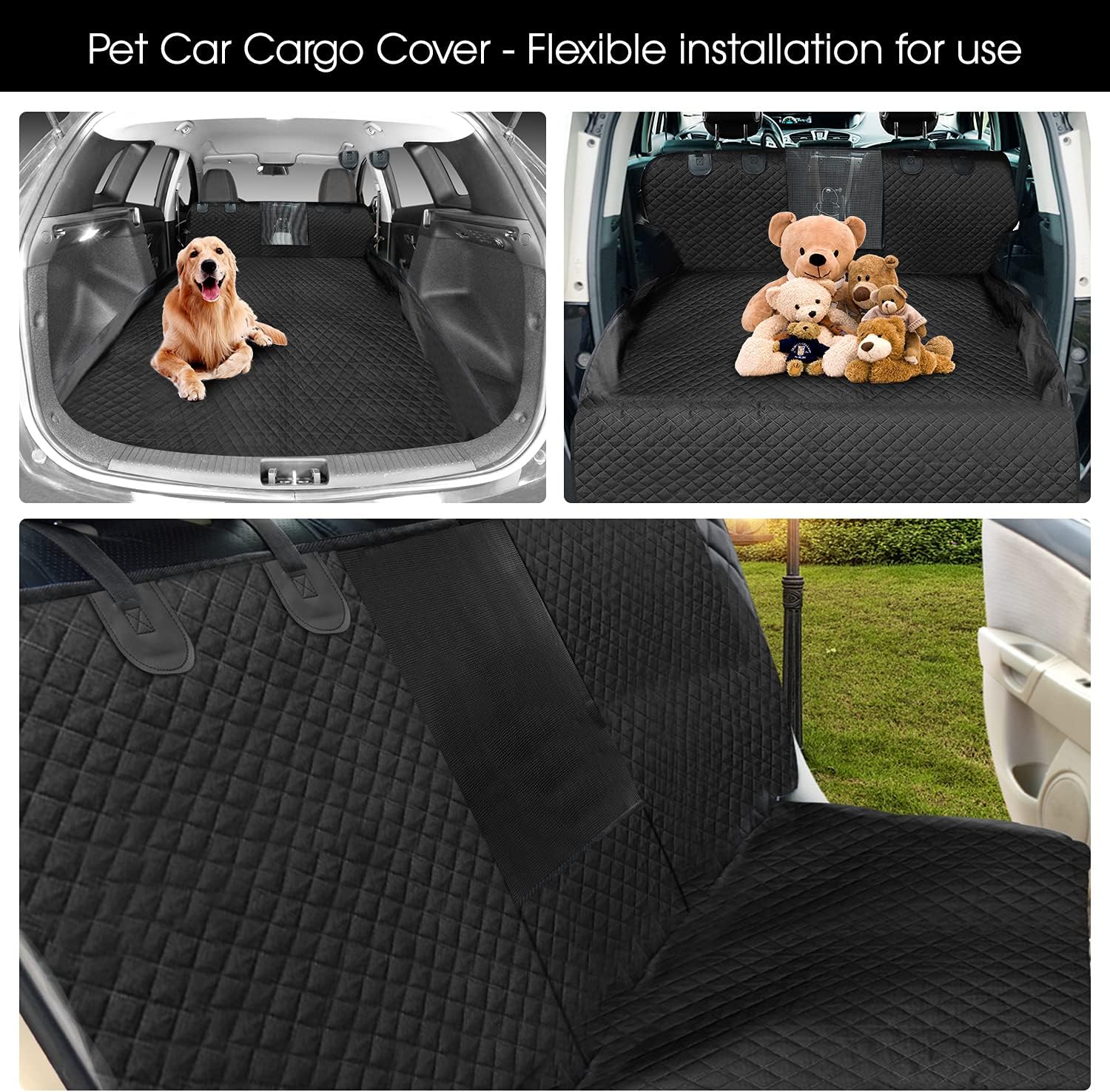 Vailge Dog Cargo Liner for SUV，Waterproof SUV Cargo Liner for Dogs，Nonslip Pet Cargo Cover Liner Dog Car Seat Cover Mat with Mesh Window，Washable Dog Trunk Cargo Cover with Bumper Flap - Universal Fit
