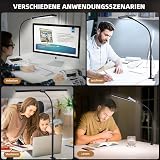 LIBORA Lampe de Bureau LED, Double tête lampe bureau, 5 Modes de Couleur 5 Niveaux de Luminosité, Col de cygne flexible et Peu encombrante lampe pince, lampen de table, Noir - 6