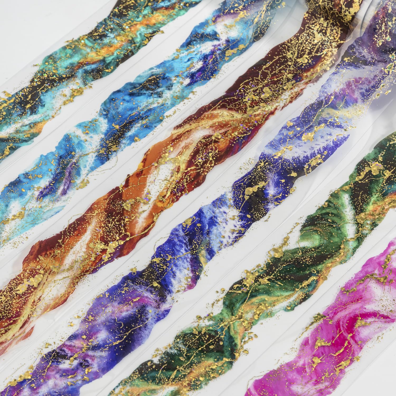 Alideco 6pcs Decorative Adhesive Tapes Vintage Blending colours into waves PET Tape Great for Bullet Journal Supplies, Arts, Scrapbook, DIY Crafts, Planners (fengchuiguohailang)