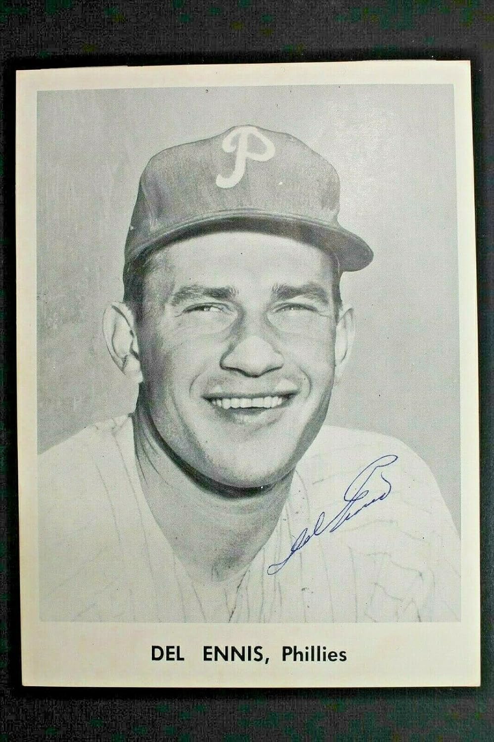 Del Ennis (d.1996) Autographed 1955-56 Philadelphia Phillies Signed Pack Photo
