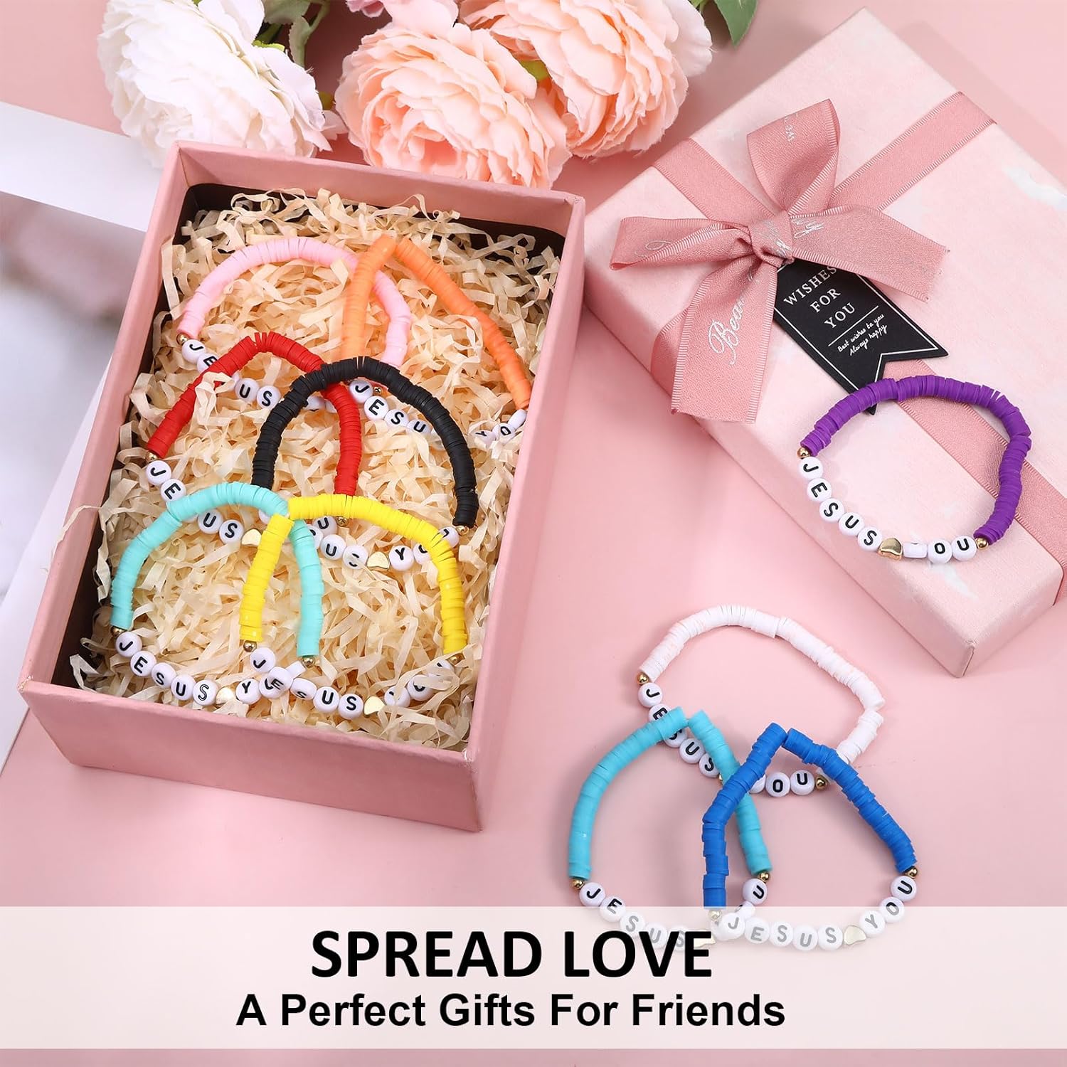 30Pcs Wwjd Jesus Loves You Bracelets Bulk Set, Handmade Beaded Friendship Bracelets with Religious Message, Colorful Faith Wristbands for Church Event, Party Favors Bible Study Group Daily Inspiration - Image 7