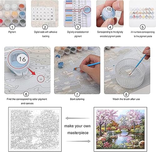Miniatura 2 de hadefa Foto para pintar por números para adultos Pintura acrílica, pintura al óleo sobre lienzo enmarcado y estirado para principiantes 16.1 x 24.0