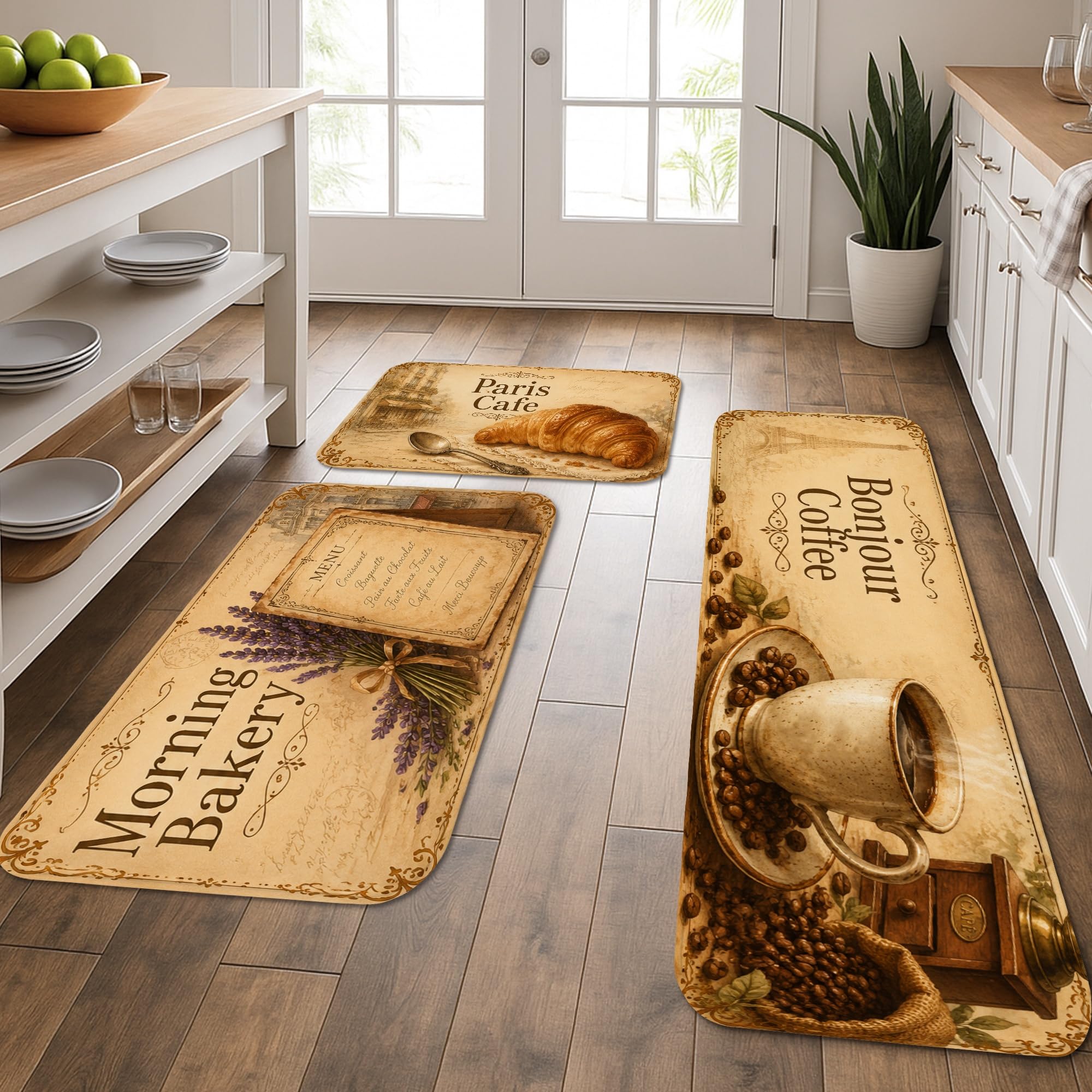 Tapis de cuisine moelleux et lavables lot de 3 tapis confort