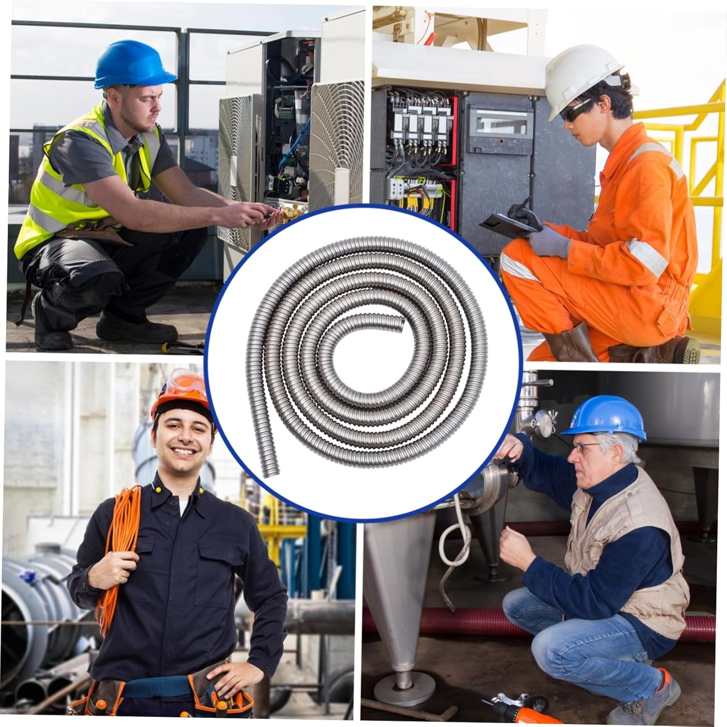 Stainless Steel Threaded Hose Wire Cable Protector Sleeve Cable Shielding for Garden Hose and Electrical Wire Insulation Flexible Sleeve