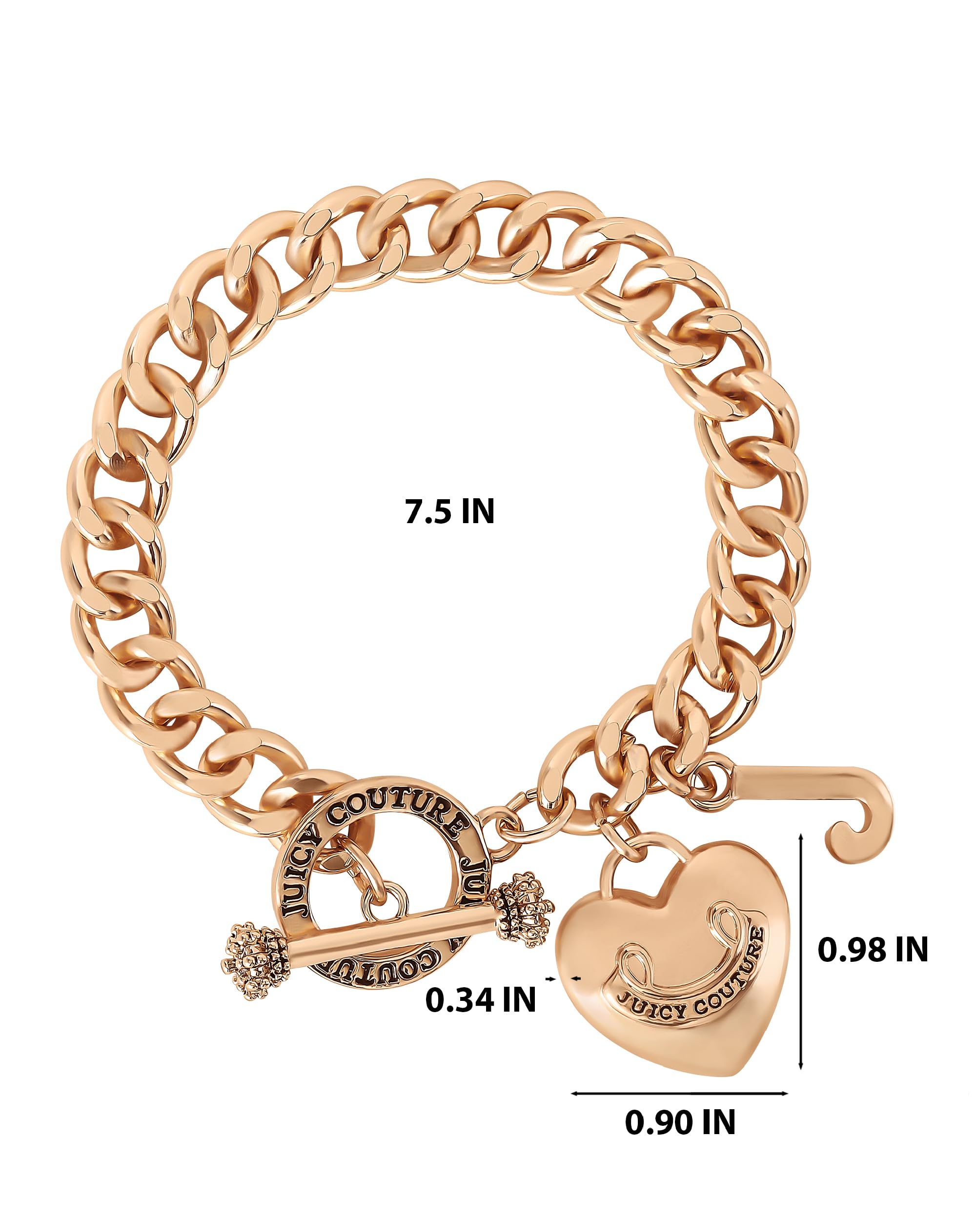 Juicy Couture Bracelet 7-7.5", Goldtone Heart Charm and Toggle Bracelets for Women