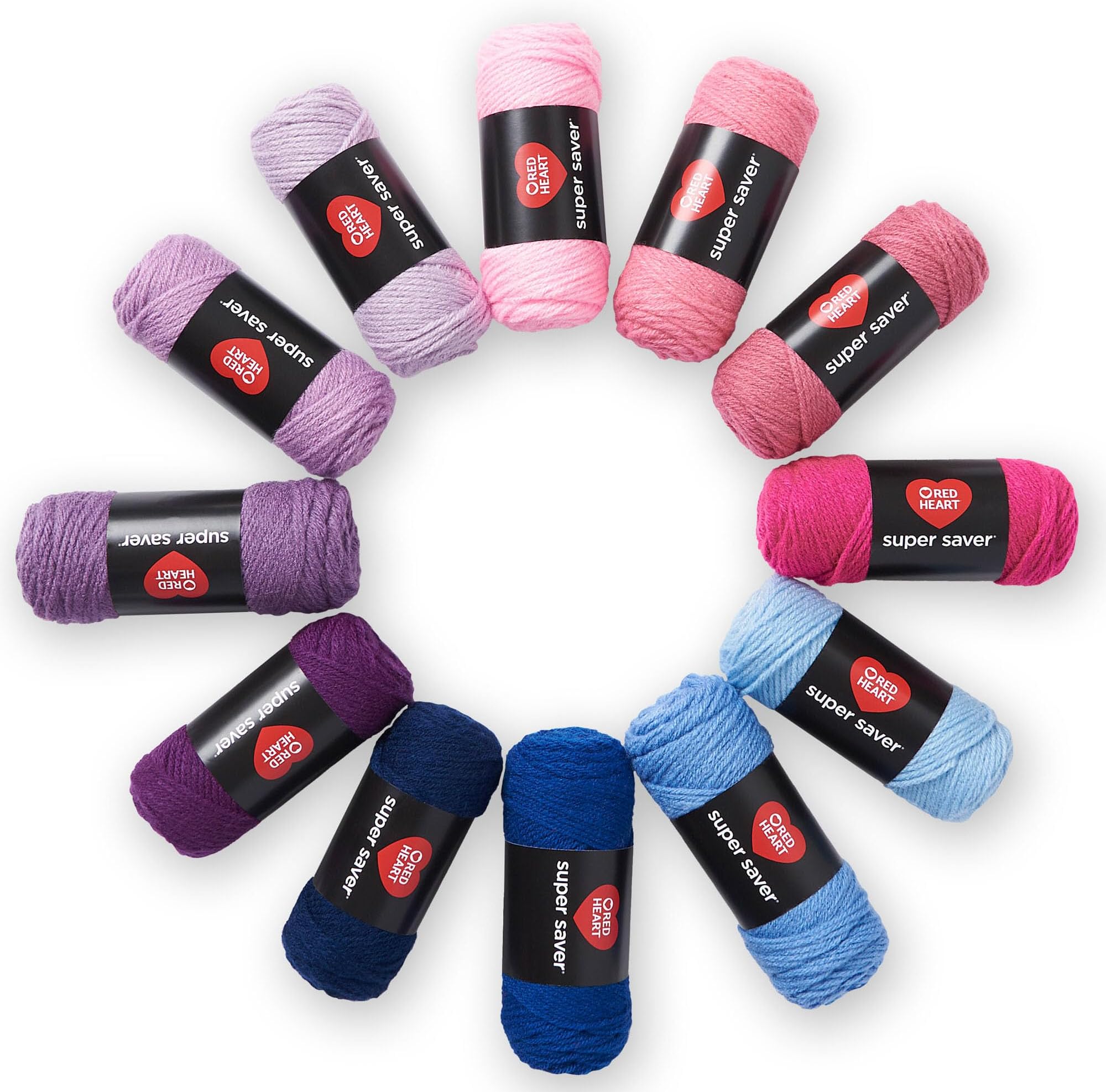 Super Saver Yarn Super Craft Kit America, with 12 Pack of 50g/1.7 oz. 4 Medium Worsted Yarn for Knitting & Crocheting, 12 Colors, Perfect for Chunky Sweaters, Blankets, Amigurumi