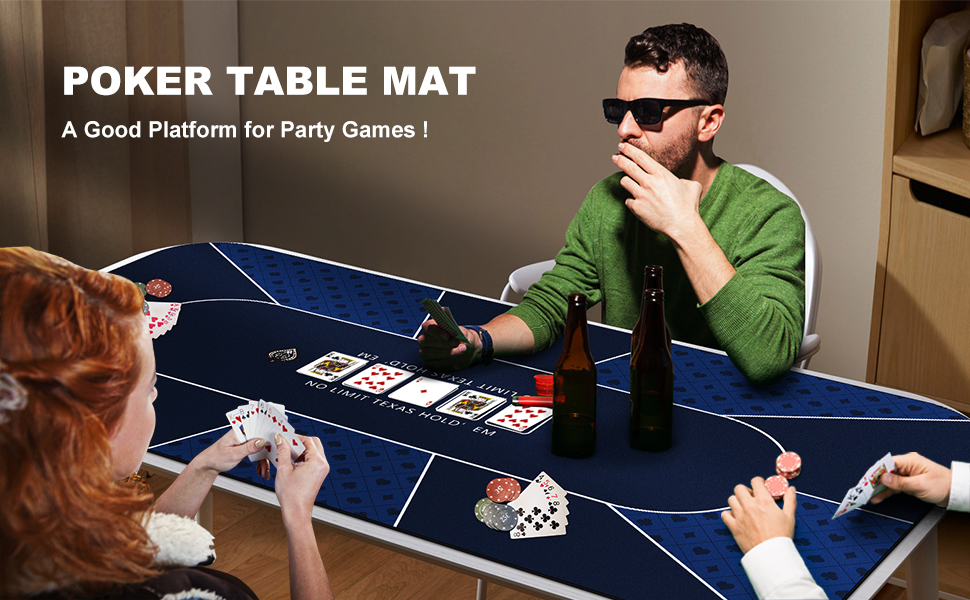 180 X 90 cm Professionele Pokermat, Draagbare Rubberen Ovale Pokertafel Voor 10 Spelers met Draagtas om Kaarten, Pokerspellen, Blackjack, Casino Te Spelen