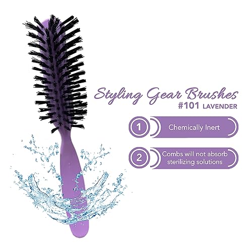 Miniatura 9 de Styling Gear Cepillo desenredante para el cabello, cerdas de nailon, 7 filas, brocha para mujer, para cabello grueso, cepillo de viaje pequeño, 2