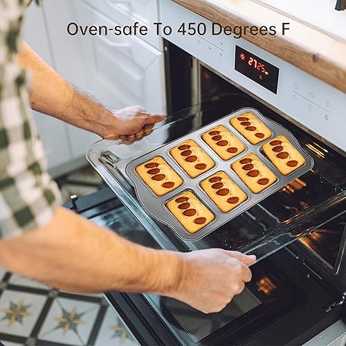 Miniatura 2 de Mini molde para pan, 8 cavidades antiadherentes de acero al carbono Brownie Bakeware para hornear al horno