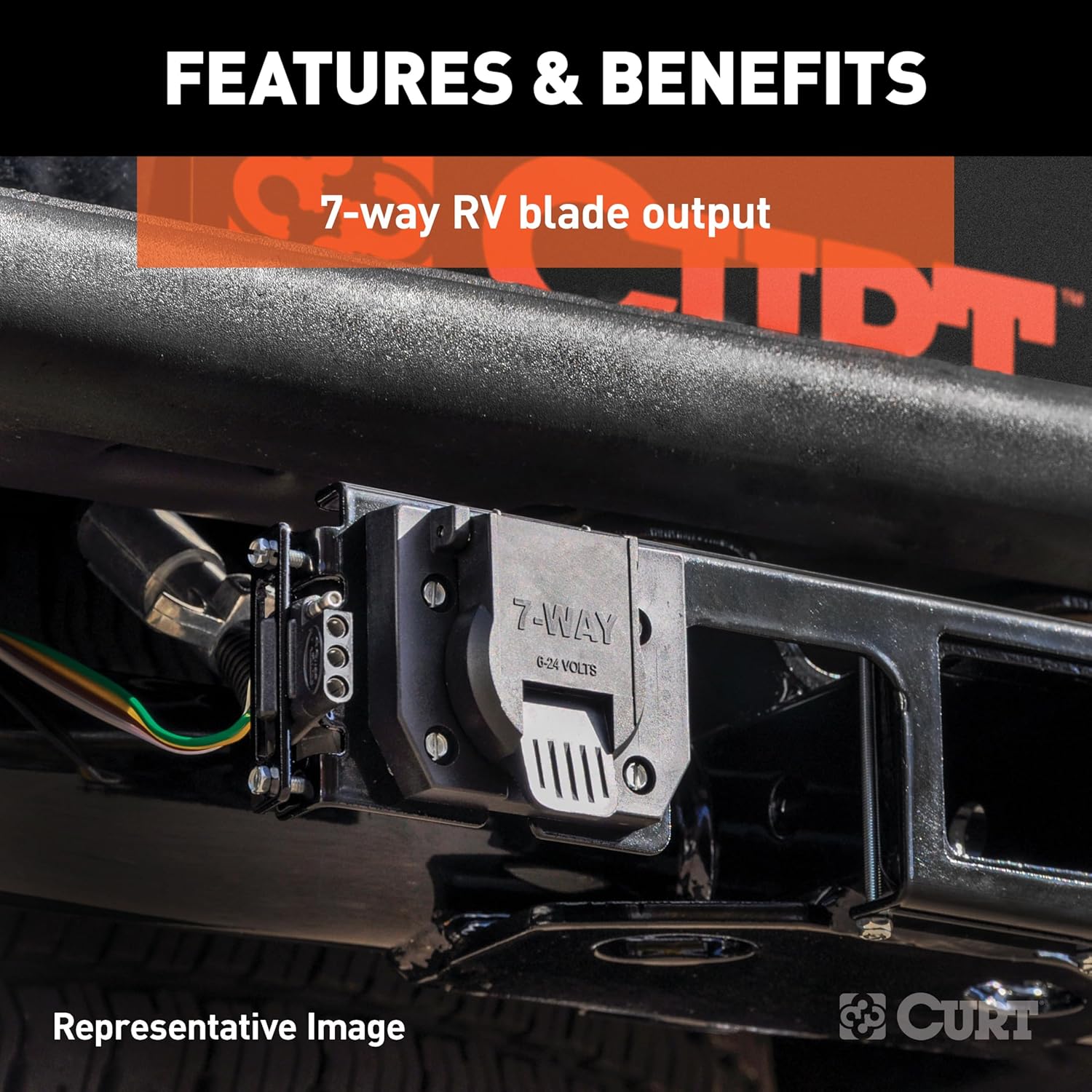 CURT 56537 Vehicle-Side Custom RV Blade 7-Pin Trailer Wiring Harness, Fits Select Buick Enclave, Chevrolet Traverse (Except Limited), GMC Acadia (New Body Style)