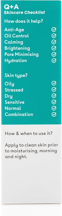 Q+A Niacinamide Facial Serum 30ml, Balancing Vitamin B3 Serum | Hydrates, Reduces Excess Oil and Supports Clear-Looking Skin