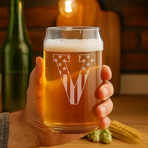 Miniatura 81 de Vaso en forma de lata de cerveza con monograma grabado - bandera de EE.UU.