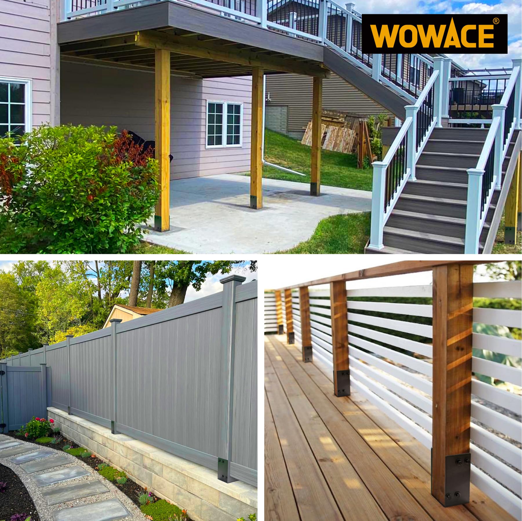 Wocepu 1 Pack Heavy Duty Stainless Steels U-Shape 8"x8"(Actually 7.5"x7.5") Wet Concrete Fence