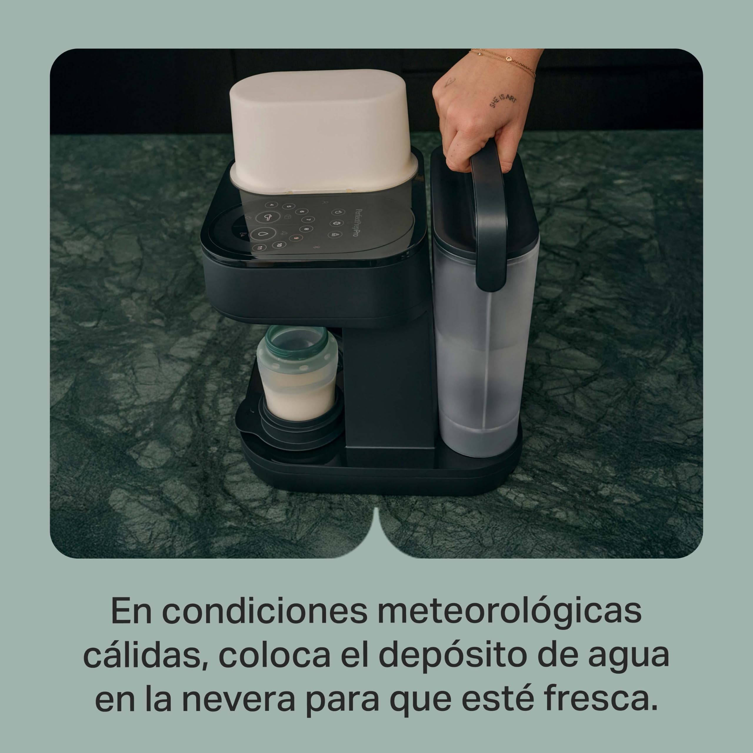 Tommee Tippee Preparador de Biberones Perfect Prep Pro con dispensador de leche en polvo, filtro de agua antibacteriano y asistencia personalizada en la app