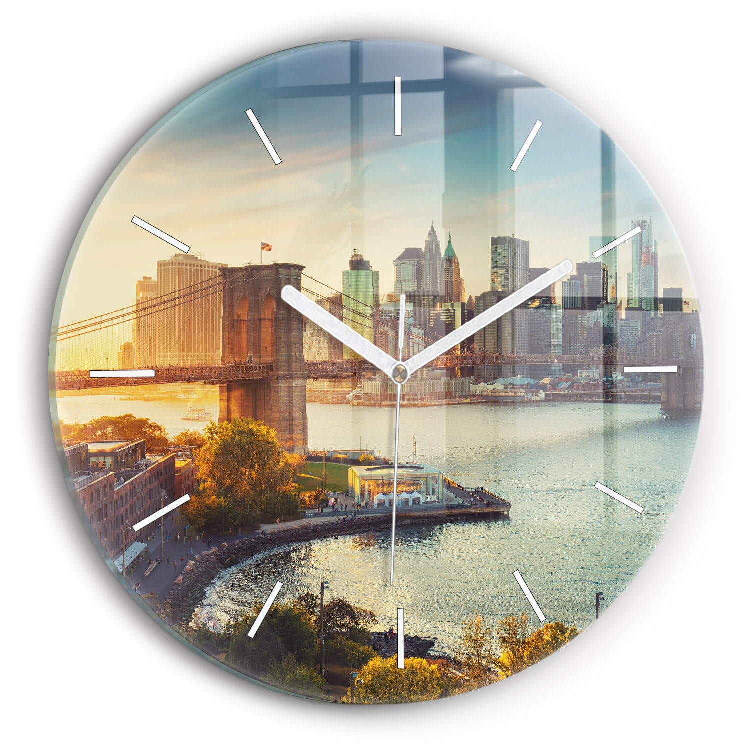 Horloge en verre sans tic-tac Wallfluent 30 cm Manhattan pour en finir avec le bruit