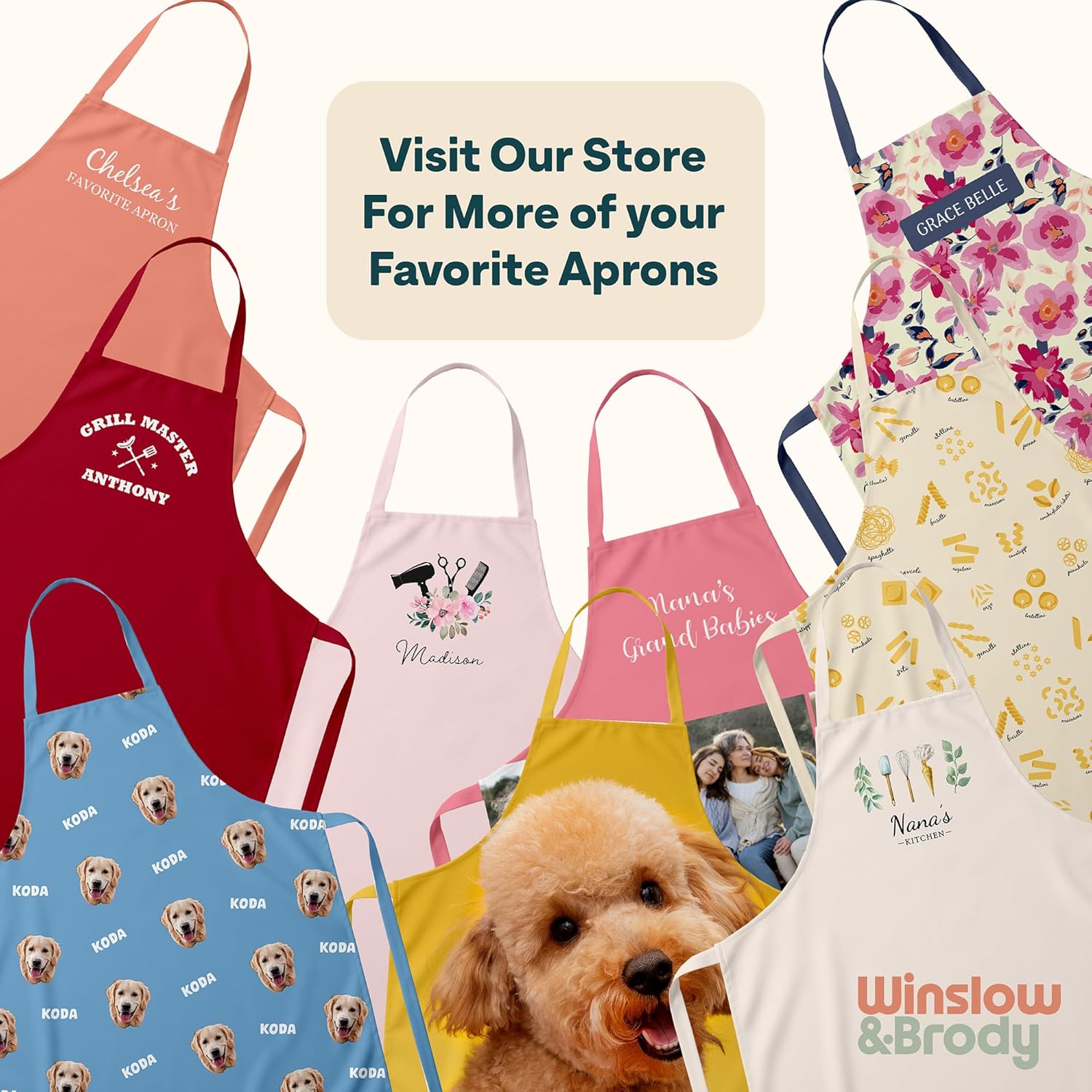 Winslow & Brody Custom Grill Aprons - Ships Next Day - Personalized Gift for Dad - Grill Master BBQ Apron for Men