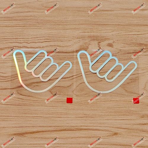 Shaka Sign Hang Loose Decal Sticker Vinyl Hawaii Hawaiian - 2 Pack Holographic Iridescent Oil Slick Colorful, 4 Inches - No Background for Car Boat Laptop