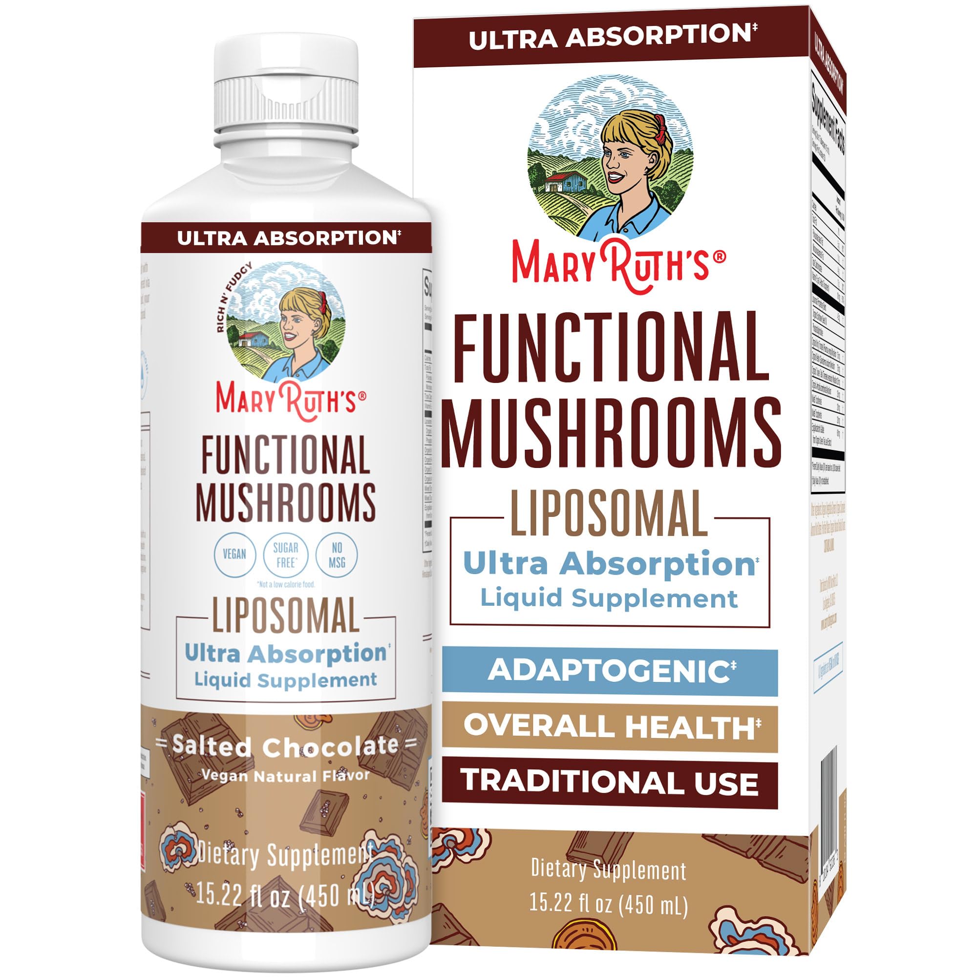 MaryRuth Organics Mushroom, Mushroom Supplement, Mushroom Liquid Vitamin, Reishi Mushroom Supplement for Immune Support, Turkey Tail Vitamin for Stress Relief, Vegan, Non-GMO, Gluten Free, 15.22 Fl Oz