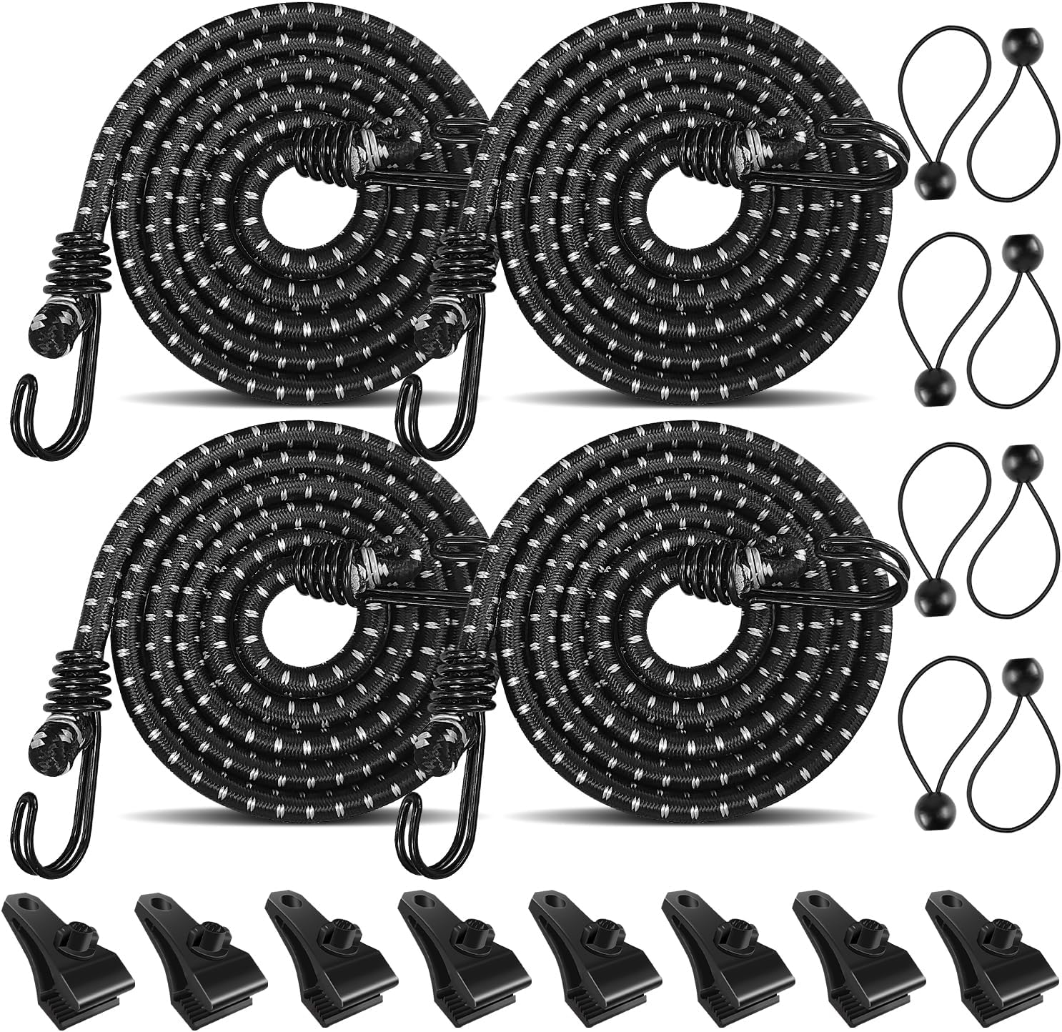 2PCS 56 Inch Bungee Cords with Hooks Heavy Duty Outdoor,Long MultiUse