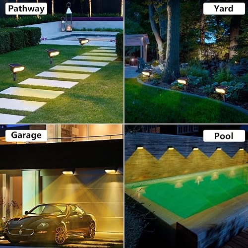 Moxled Solar Lights Outdoor Garden, 3000K Warm White Solar Spot Lights 4 Pack, IP65 Waterproof, 2 Brightness Modes Stake Lights Solar Powered for Yard, Walkway, Driveway, Pathway - 5