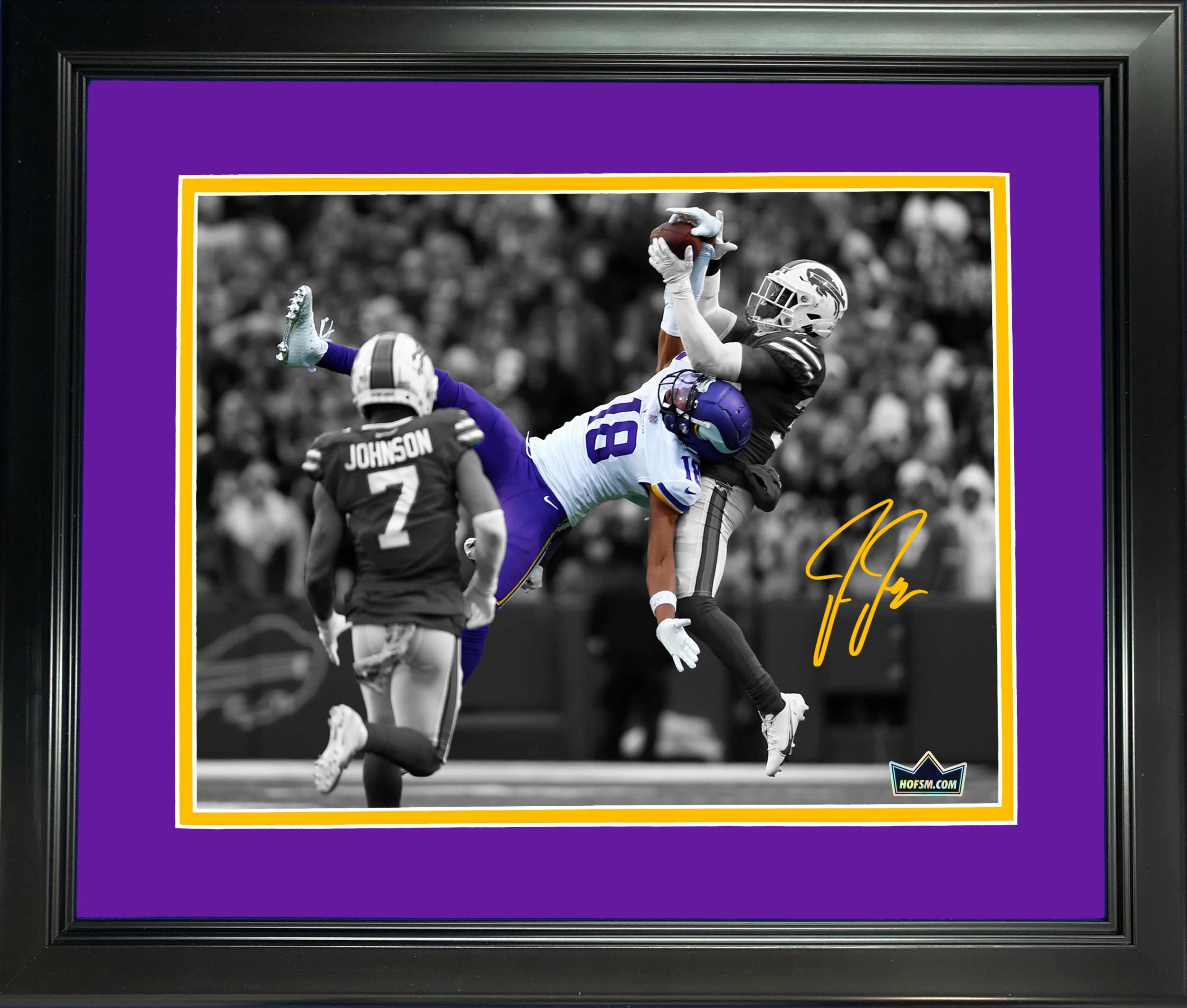 Framed Justin Jefferson Minnesota Vikings Facsimile Laser Engraved