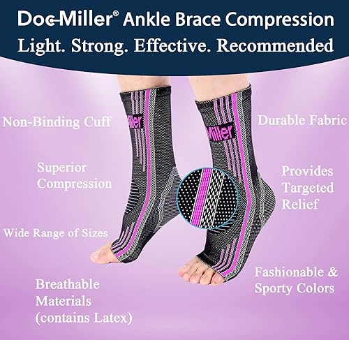 Miniatura 10 de Doc Miller Tobillera para esguince de tobillo y tendinitis de Aquiles  1 par de mangas de compresión de tobillo para apoyo, estabilidad y alivio del