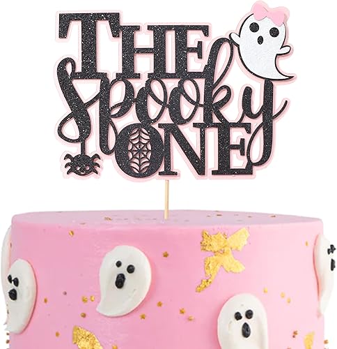 Miniatura 3 de Decoración de pastel de The Spooky One con purpurina negra, decoración de cumpleaños espeluznante, decoración de Halloween, primer cumpleaños,