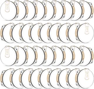 36 Set 6 Inch Tambourines Bulk for Adults Christmas Bulk Wooden Hand Held Drum with Metal Jingles, Tags, Tambourine Gift Musical Instrument for Church Wedding Party Favor(White Style)