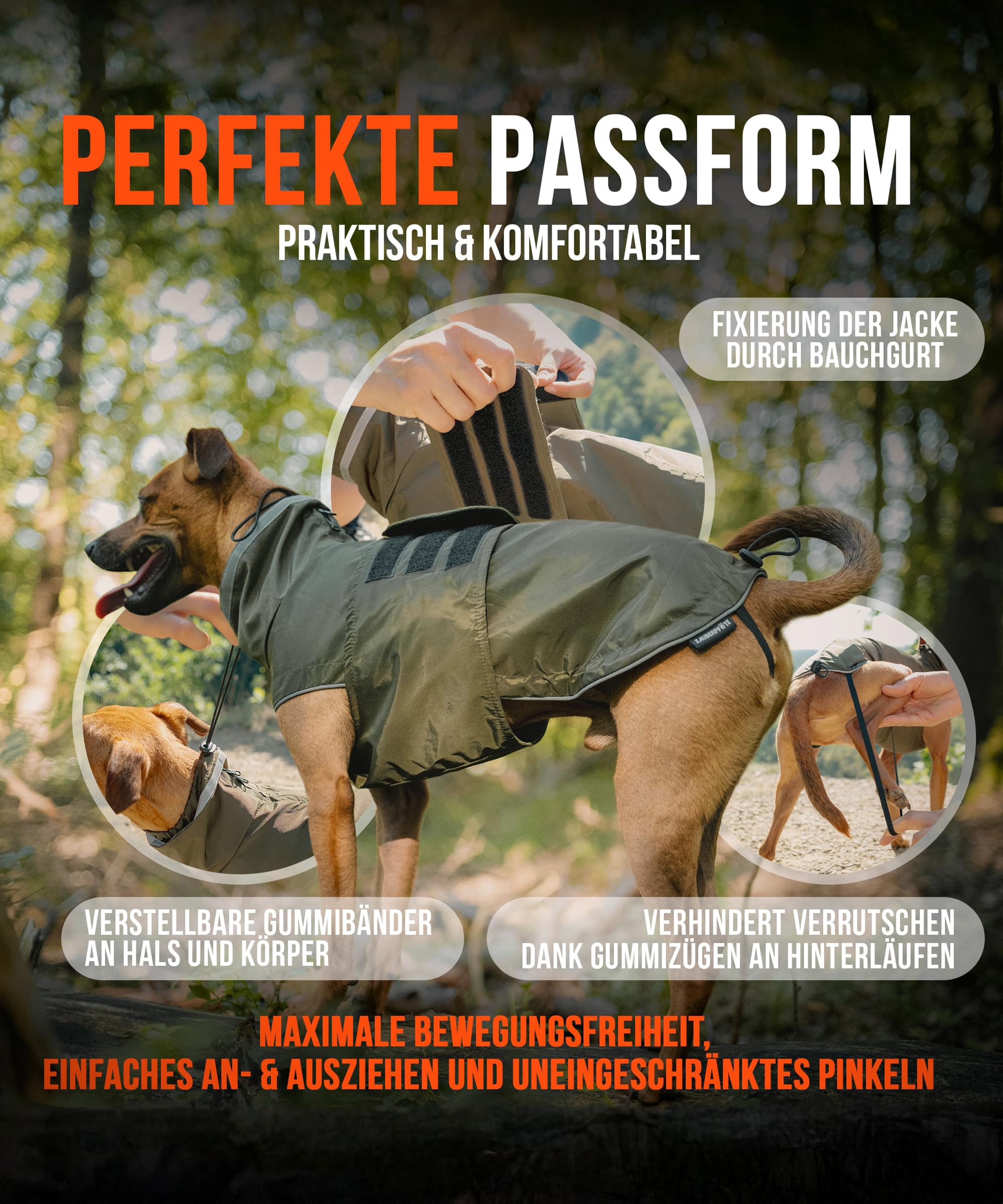 Hunderegenmantel London I Mit extra langem YKK® Reißverschluss für Halsband & Geschirr I Für kleine, mittlere & große Hunde I Wasserdicht & Maschinenwaschbar I Regenmantel für Hunde (45)