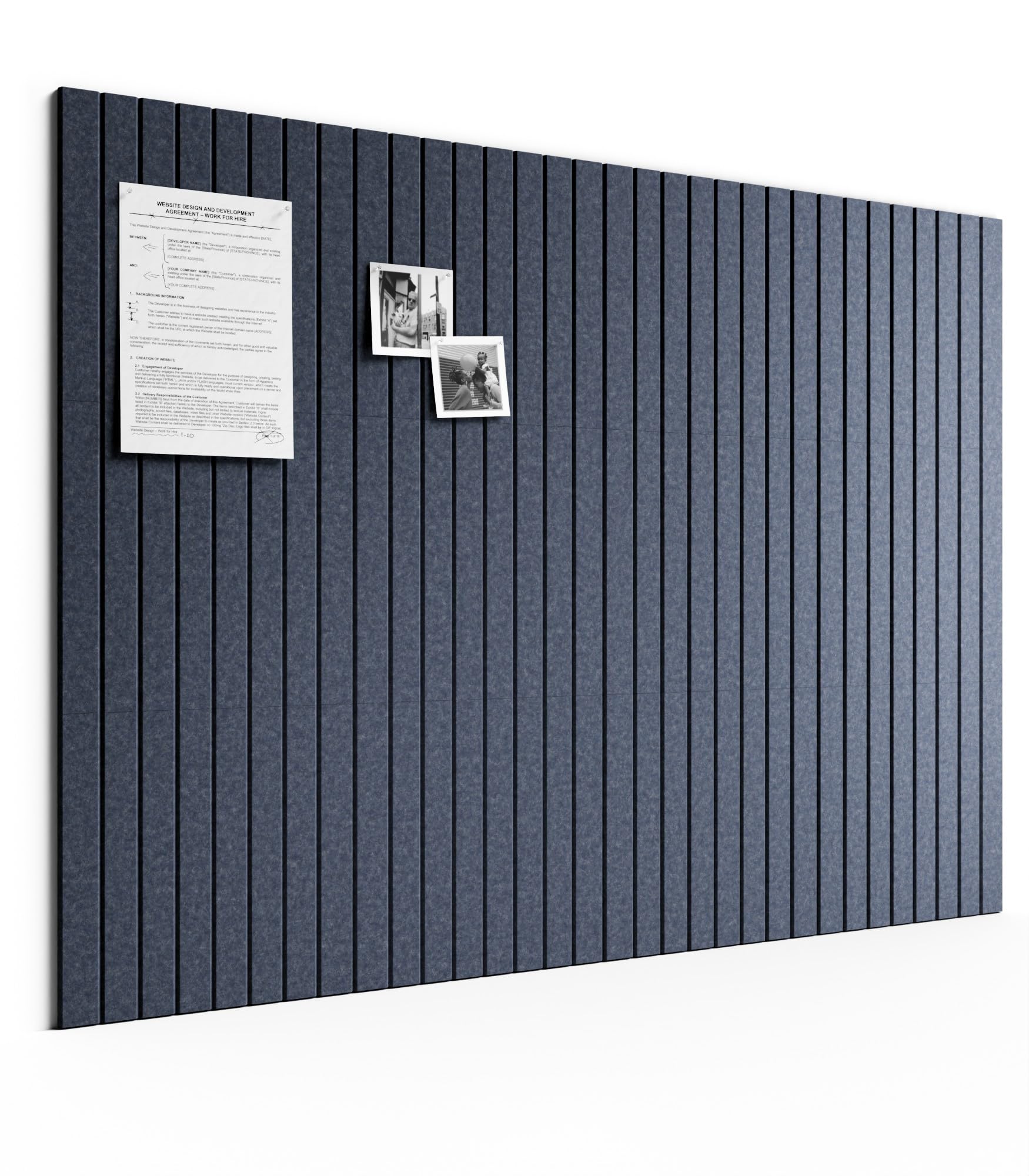 Photo 1 of Bumusty Large Cork Board Alternative-48 x 36" Felt Bulletin Board Tiles, with 30 Pushpins, 70 Adhesive Tabs, Fine-Stripe 12-Pack, Cork Boards for Office Push Pin Board Felt Board-Navy Blue