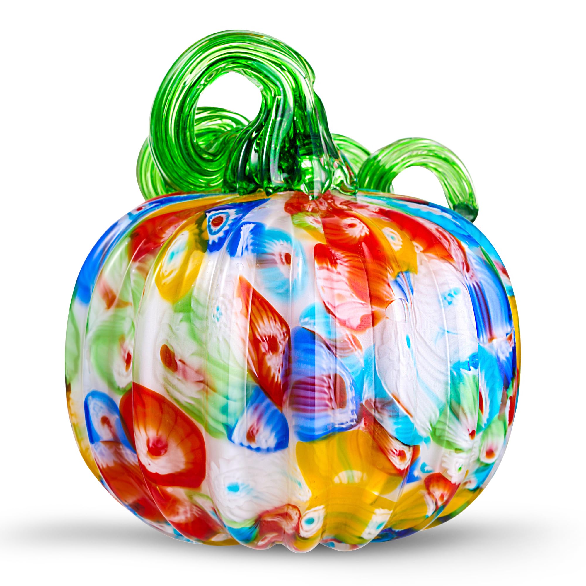 Hand Blown Art Glass Pumpkin Collectible Figurines, Glass Pumpkin Paperweight, Thanksgiving Decor, Home Decoration, Office Decoration. (Multiple Colors)