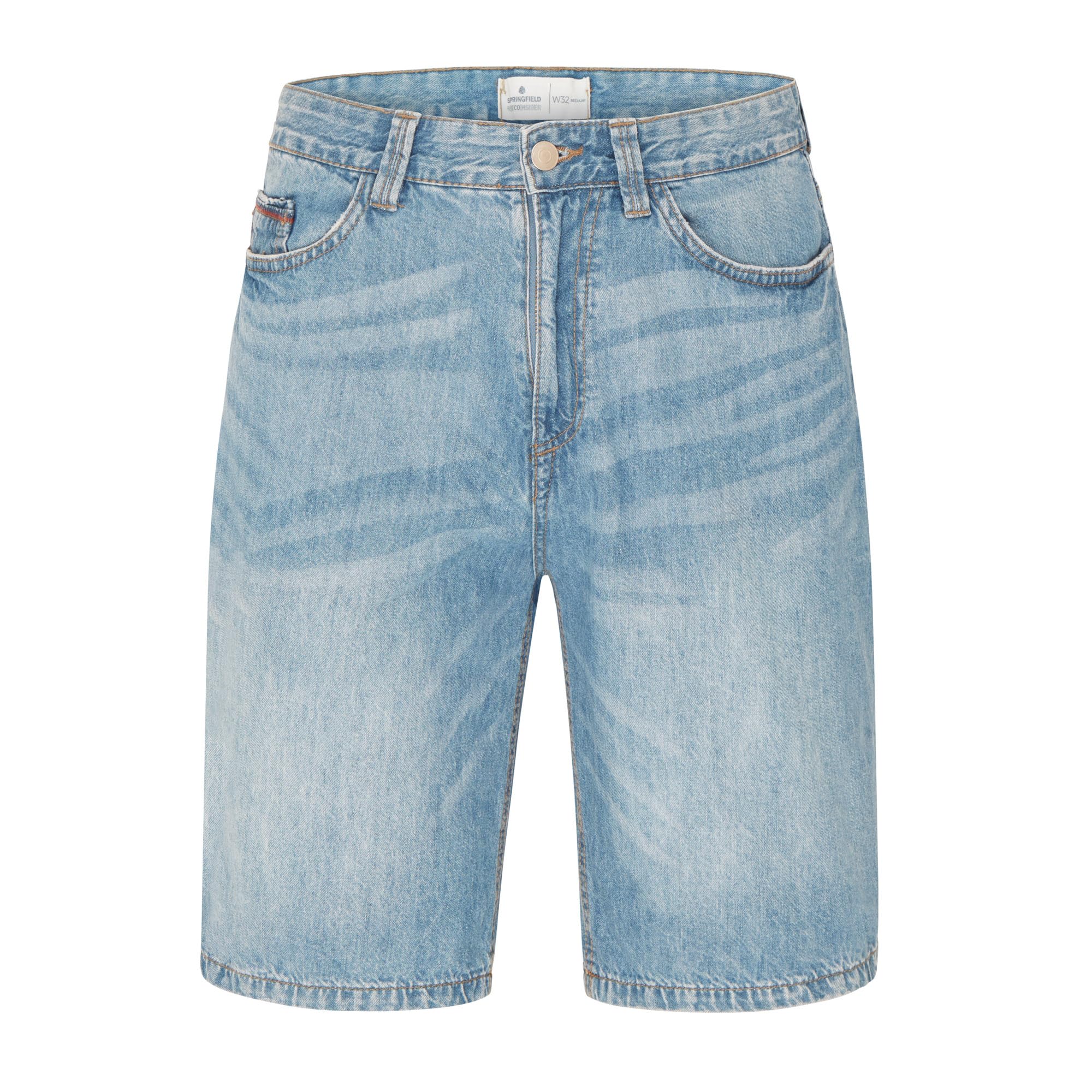 Chicwhisper Men's Medium Indigo 100% Organic Cotton Denim Shorts Pockets