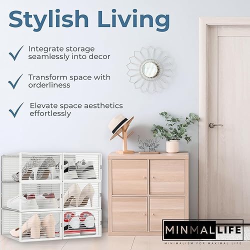 Miniatura 6 de Contenedor transparente  Paquete de 6 cajas de zapatos de plástico transparente apilables, cajas de zapatos transparentes apilables  Contenedores