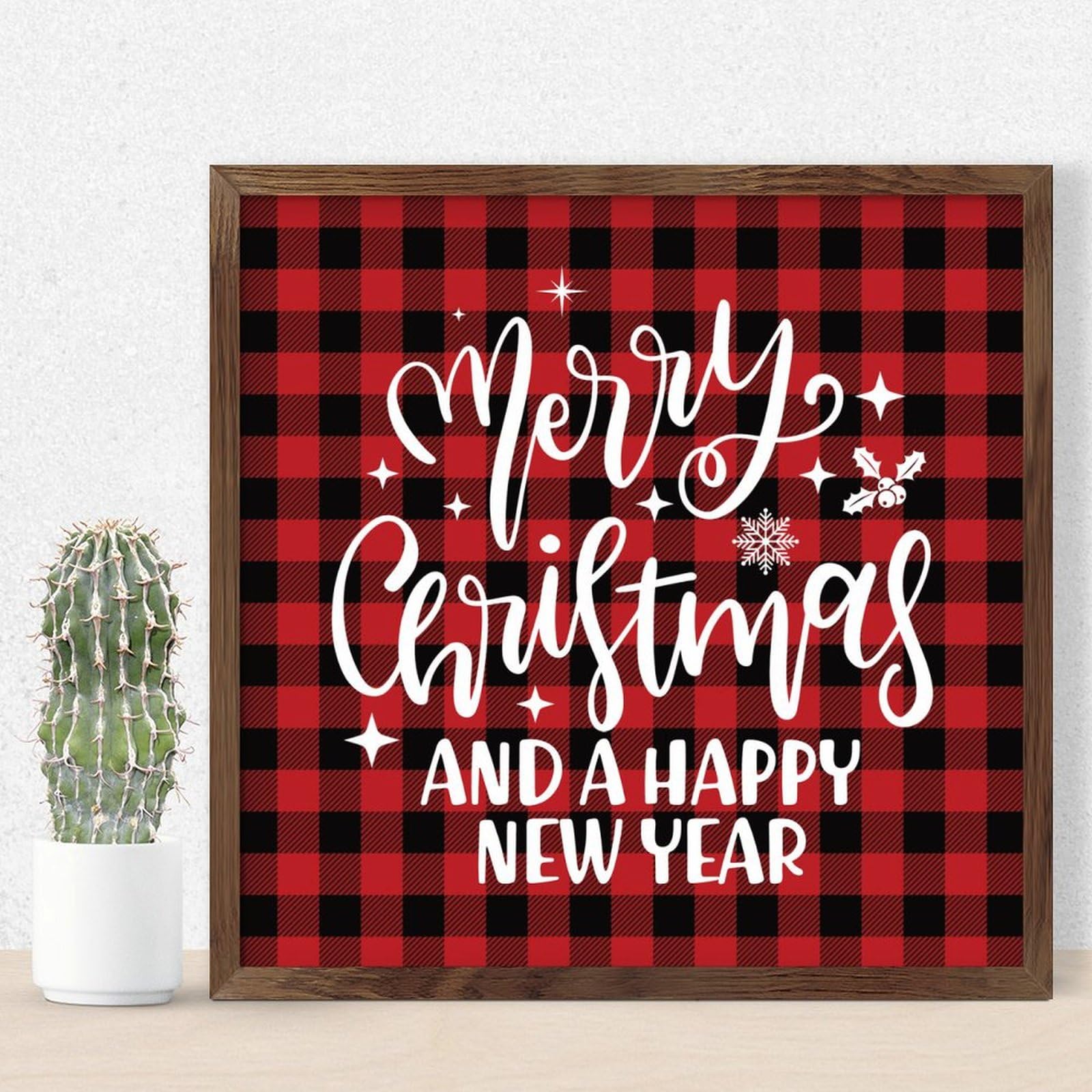 Plaque en bois de Noël encadrée au design élégant et finitions artisanales