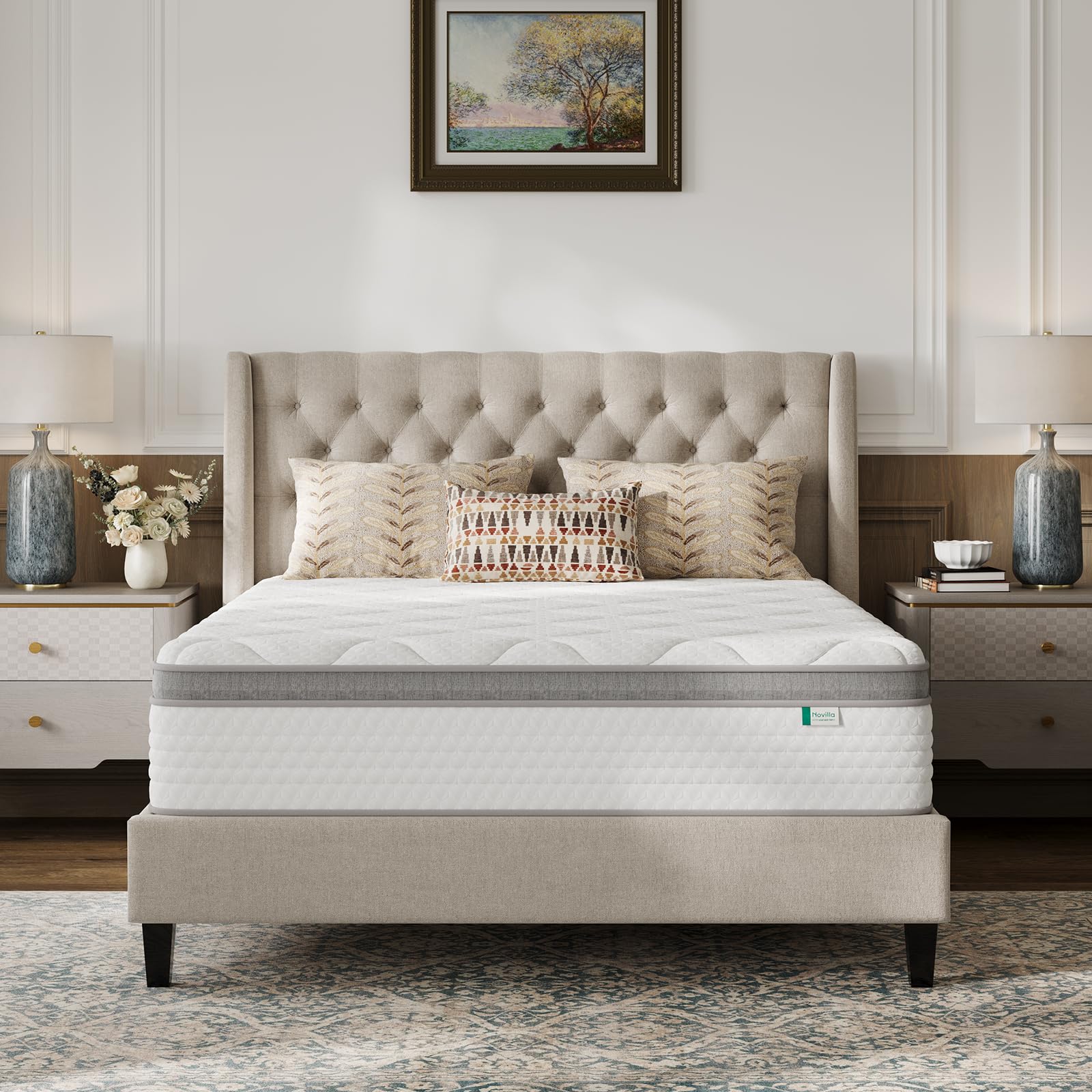 Novilla Full Size Mattress, 12 Inch Hybrid Mattress in A Box, Pocket Innerspring for Motion Isolation, Supportive & Pressure Relief