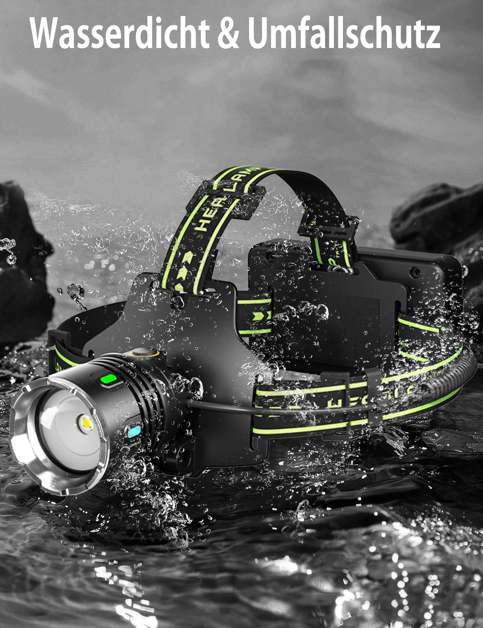 Linterna frontal LED recargable Super Bright 25.0000 lúmenes, con 11 modos, IP67 resistente al agua, 90° ajustable con sensor de cabeza para camping, exterior de emergencia
