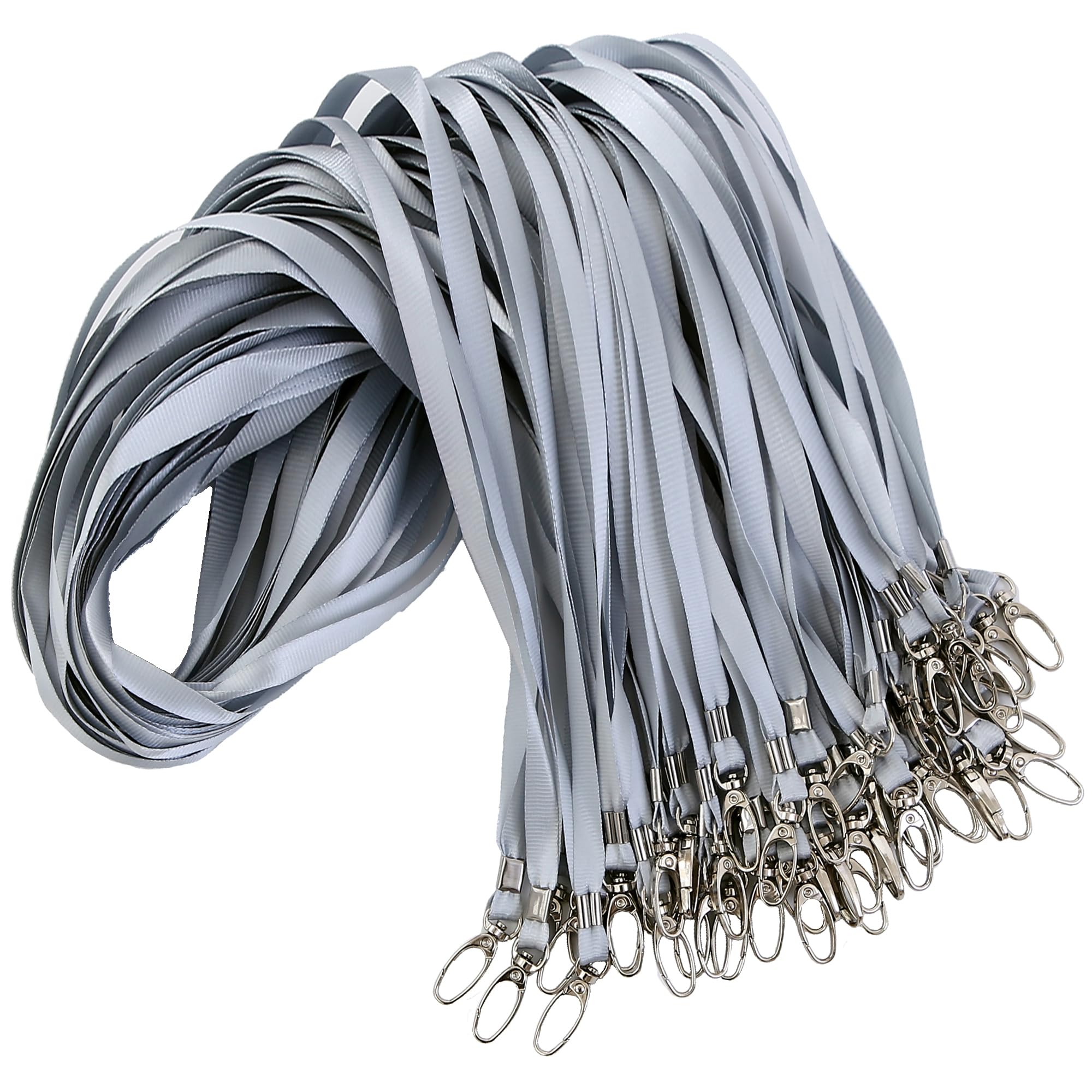 ROSSHINE 25pcs Silver Gray Lanyards for Neck, Nylon Neck Strap Lanyard for Keys ID Cards Name Tags Badge Holders with Swivel Hook Ideal for Staff Student Doctors Visitors
