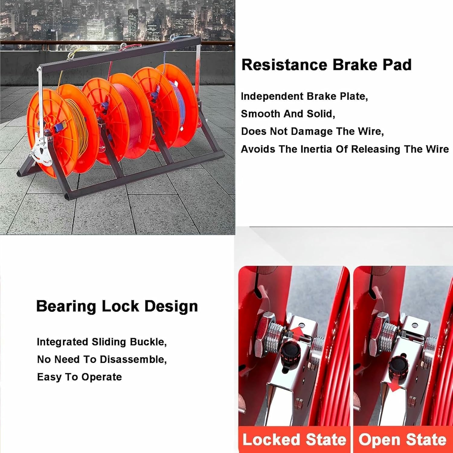 1-5 Reel Wire/Cable Distributor,Folding Wire Spool Rack Dispenser, Multiple Axle Cable Rack,Hold 10 Square Millimeters and Below