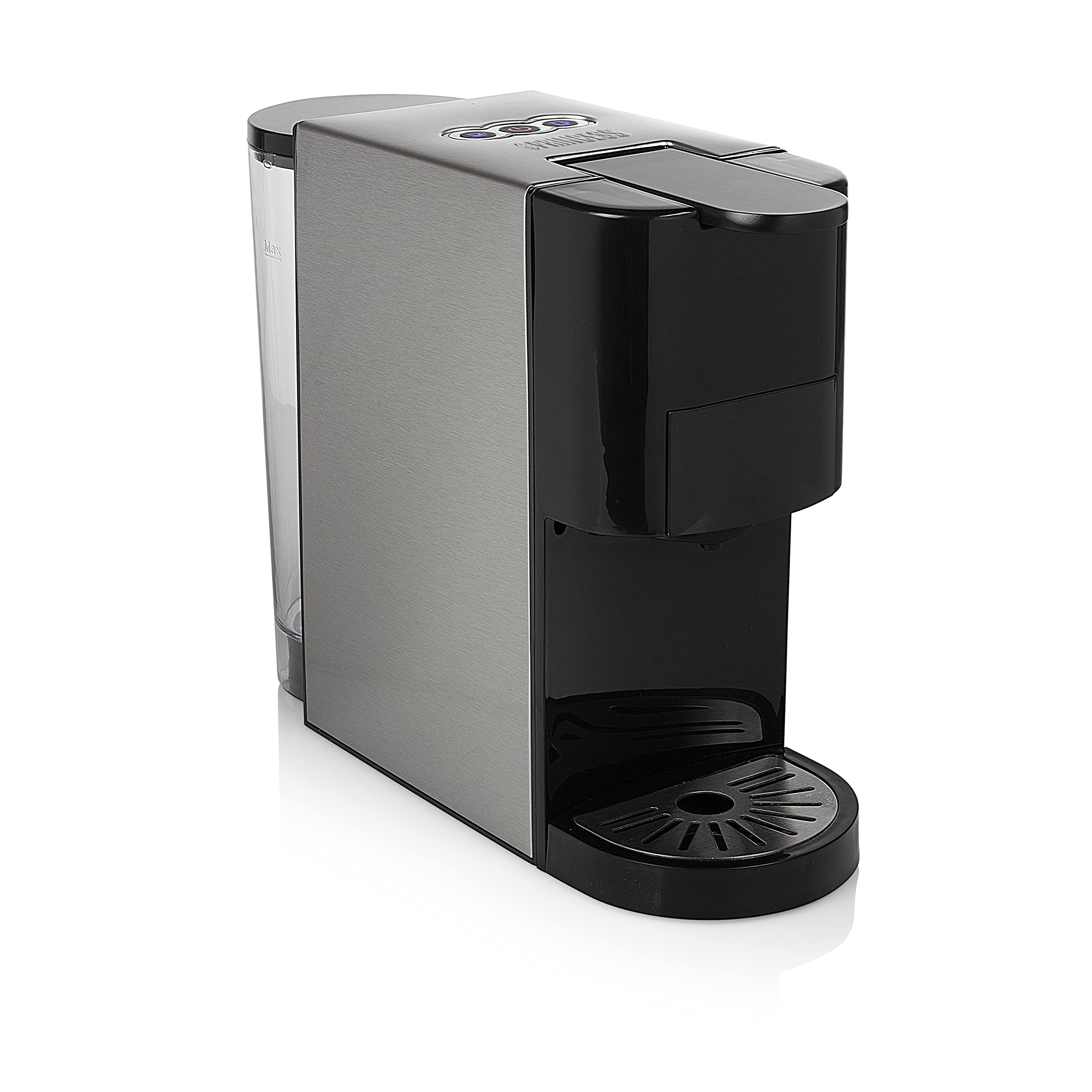 Princess Multikapsel-Kaffeemaschine 5-in-1 – Kompatibel mit Nespresso, Dolce Gusto, Lavazza a Modo Mio & E.S.E. Pads 0, 8 L 1450 W, Silber, Schwarz