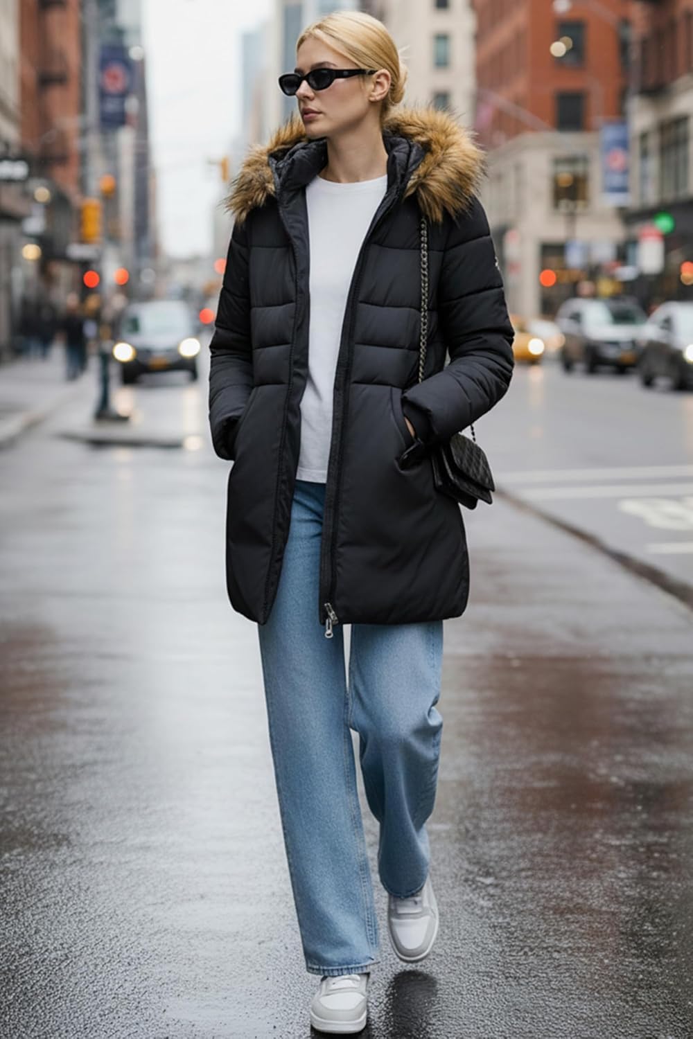 Orolay CHIIONE Winter Puffer Jacket Women's Slim Windproof Down Coat with Detachable Fur Collar & 3 Pockets, Warm Parka - Image 3